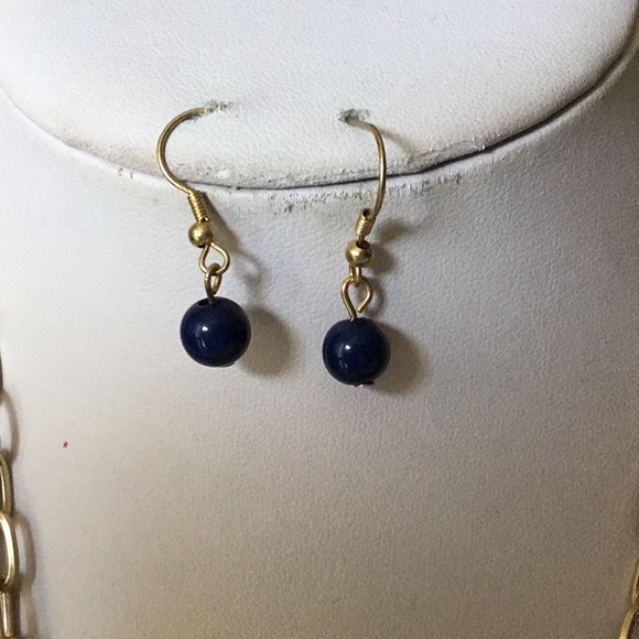 Six Layers Multi blue colors Gold tone Necklace - Picture 3 of 3